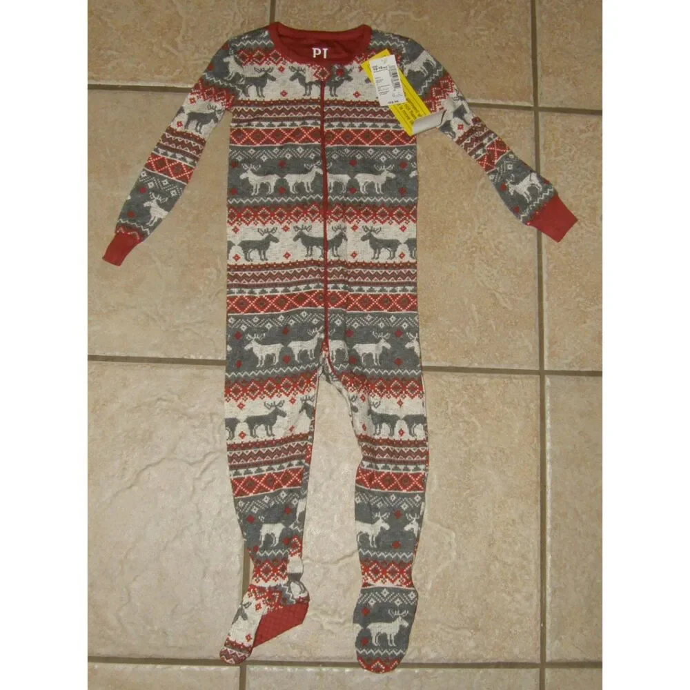 NEW Boys Sz 12-18 Months Stretchy Snug Fitting Footed Zipped Sleeper PJ PLACE